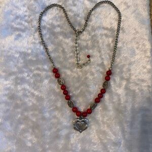 🍀Red Beaded Heart Necklace